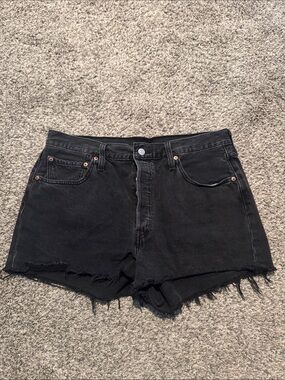 Levi's Black High-Rise Cutoff Denim Shorts